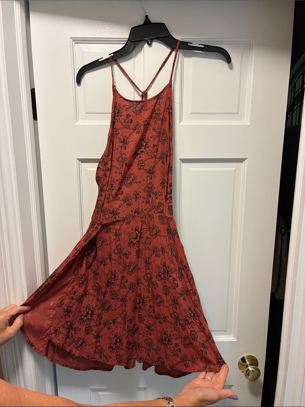 Abercrombie & Fitch Rust Red Floral Slip Mini Dress